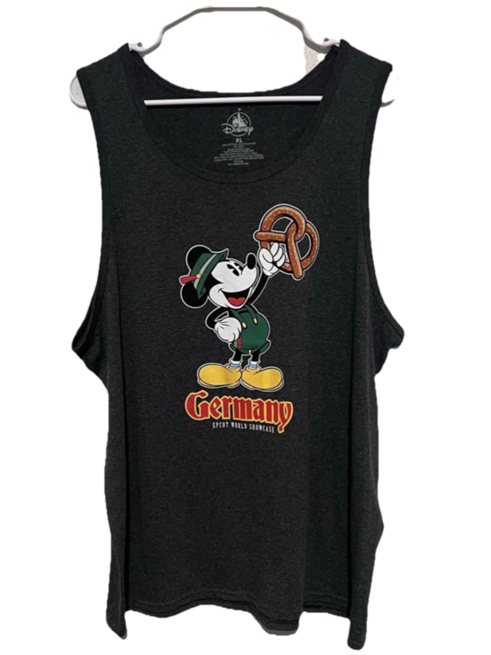Disney Epcot World Showcase Germany Tank Top Men's Adult XL Gray Mickey Pretzel
